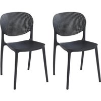 Stuhl stappelbar 2er-Set - Polypropylen - Schwarz - CARETANE von Kauf-unique