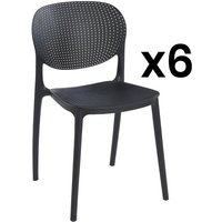 Stuhl stappelbar 6er-Set - Polypropylen - Schwarz - CARETANE von Kauf-unique