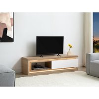 TV-Möbel - 1 Schublade & 1 Ablagefach - mit LED-Beleuchtung - MDF - Holzfarben und Weiß lackiert - FLARANCIA von Kauf-unique