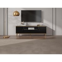 TV-Möbel - 2 Türen, 1 Schublade und 1 Ablagefach - MDF und Stahl - Schwarz und Goldfarben - SINEAD von Pascal MORABITO von PASCAL MORABITO