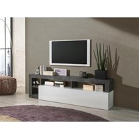 TV-Möbel mit 1 Tür & 4 Ablagen - Weiß lackiert & Beton-Optik - SEFRO von Kauf-unique