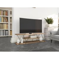 TV Möbel mit 2 Ablagen - Naturfarben & Schwarz - DELORY von Kauf-unique