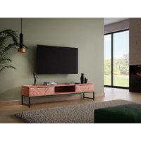 TV-Möbel mit 2 Schubladen & 1 Ablagefach - Akazienholz & Metall - Holzfarben dunkel & Schwarz - VEDILA von Kauf-unique