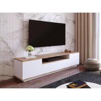 TV-Möbel mit 3 Türen & 1 Ablagefach - Weiß & Holzfarben - LOTULA von Kauf-unique