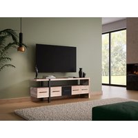 TV-Möbel mit 5 Schubladen & 1 Regal - Akazienholz & Metall - Holzfarben hell & Schwarz - JALEBA von Kauf-unique