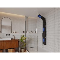 Thermostat-Duschsäule mit Hydromassage, LEDs & Bluetooth - L 20 x H 165 cm - Schwarz - CHAKRA V von Shower & Design