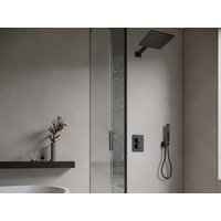 Unterputz-Duschset mit Thermostat-Mischbatterie und fester Wandhalterung - Schwarz matt - TEREK von Shower & Design