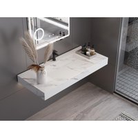 Waschbecken hängend - 90.2 x 45.2 x 8 cm - Weiß mit Marmor-Optik - TAKOTNA von Shower & Design