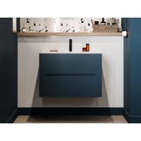 Waschbeckenunterschrank hängend - 80 cm - Blau gerippt - PAVANI von Kauf-unique