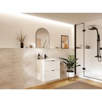 Waschbeckenunterschrank hängend - Streifenoptik - Weiß matt - 60 cm - ZEVINI von Vente-unique