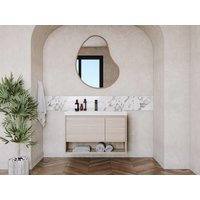 Waschbeckenunterschrank hängend mit Einzelwaschbecken - Holzfarben hell - 90 cm - PUJUKA von Vente-unique