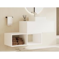 Waschbeckenunterschrank hängend mit quadratischem Waschbecken - 1 Schublade & 2 Ablagefächer - Weiß - 94 cm - TEANA II von Kauf-unique