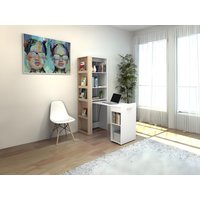 Wohnwand mit Schreibtisch - beliebig kombinierbar - 10 Regalfächer - Holzfarben & Weiß - TUPELIO von Kauf-unique