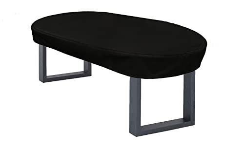 Kaufpirat Premium Abdeckplane Oval 150x90x15 cm Essbank Sitzbank Holzbank Gartenmöbel Gartentisch Hülle Abdeckung Haube Schutzhülle Abdeckhaube 900 D, 500 g/m², 6.000 mm Wasserbeständigkeit Schwarz von Kaufpirat