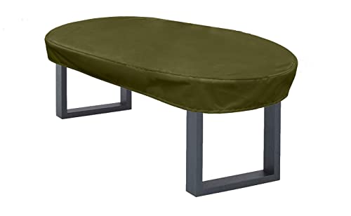 Kaufpirat Premium Abdeckplane Oval 160x85x15 cm Essbank Sitzbank Holzbank Gartenmöbel Gartentisch Hülle Abdeckung Haube Schutzhülle Abdeckhaube 900 D, 500 g/m², 6.000 mm Wasserbeständigkeit Olivgrün von Kaufpirat