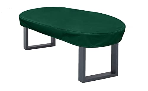 Premium Abdeckplane Oval 230x100x15 cm Essbank Sitzbank Holzbank Gartenmöbel Gartentisch Hülle Abdeckung Haube Schutzhülle Abdeckhaube 900 D, 500 g/m², 6.000 mm Wasserbeständigkeit Tannengrün von Kaufpirat
