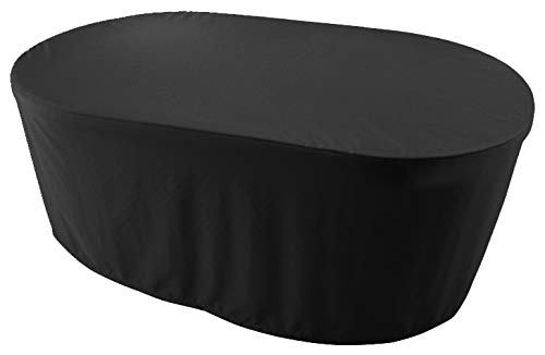 Kaufpirat Premium Abdeckplane Oval 230x110x70 cmHolzbank Gartenmöbel Gartentisch Hülle Abdeckung Haube Schutzhülle Abdeckhaube 900 D, 500 g/m², 6.000 mm Wasserbeständigkeit Schwarz von Kaufpirat