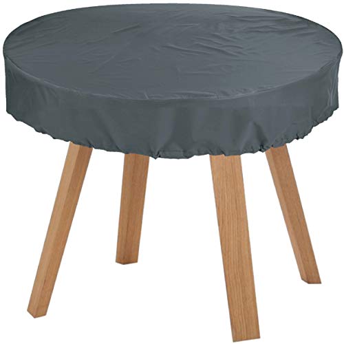 Kaufpirat Premium Abdeckplane Rund Ø 135x15 cm Holzbank Gartenmöbel Gartentisch Hülle Abdeckung Haube Schutzhülle Abdeckhaube 900 D, 500 g/m², 6.000 mm Wasserbeständigkeit Anthrazit von Kaufpirat
