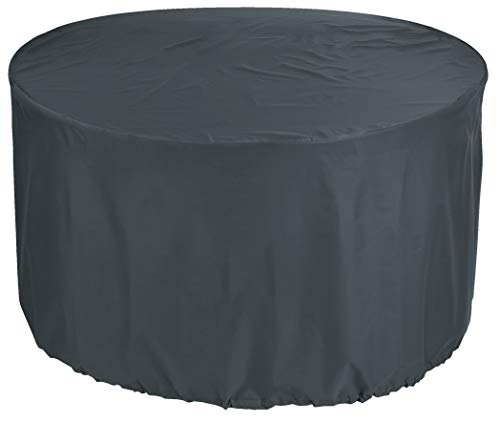 Kaufpirat Premium Abdeckplane Rund Ø 180x90 cm Essbank Sitzbank Holzbank Gartenmöbel Gartentisch Hülle Abdeckung Haube Schutzhülle Abdeckhaube 900 D, 500 g/m², 6.000 mm Wasserbeständigkeit Anthrazit von Kaufpirat