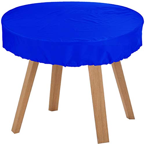 Kaufpirat Premium Abdeckplane Rund Ø 80x15 cm Holzbank Gartenmöbel Gartentisch Hülle Abdeckung Haube Schutzhülle Abdeckhaube 900 D, 500 g/m², 6.000 mm Wasserbeständigkeit Blau von Kaufpirat