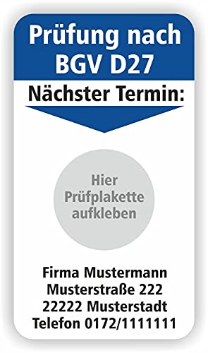 Grundplakette für Prüfplakette BGV D27 nächste Wartung ohne Firmeneindruck 10 Stück Grundplakette für Prüfplakette BGV D27 nächste Wartung ohne Firmeneindruck 10 Stück von Kaufdeinschild