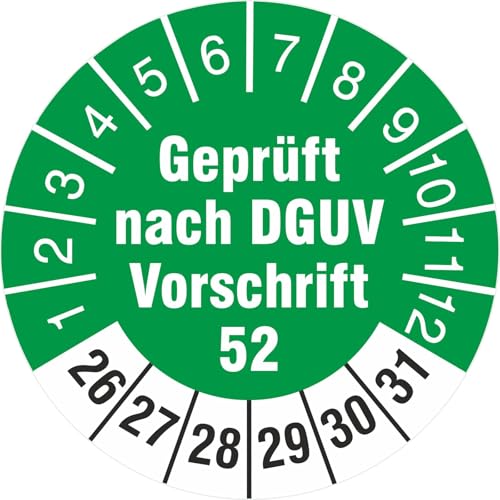 Prüfetiketten geprüft nach DGUV Vorschrift 52 Prüfplaketten 2022-27 (30mm Durchmesser, 10) von Kaufdeinschild