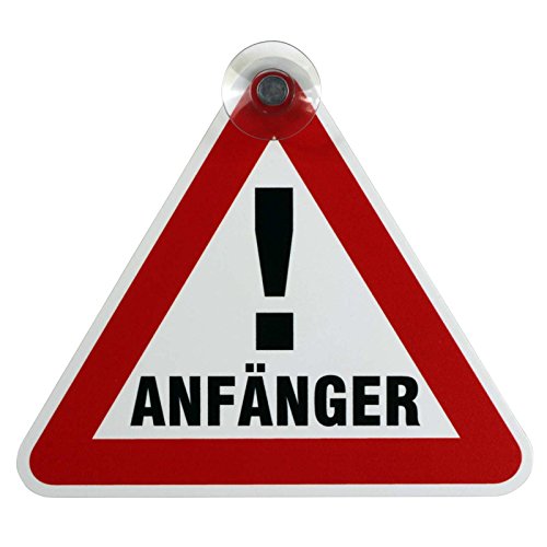 Schild, Autoschild "Anfänger" mit Saugnapf, 1,1mm wetterfestes Material 135 x 160 mm groß, von innen oder außen von kaufdeinschild