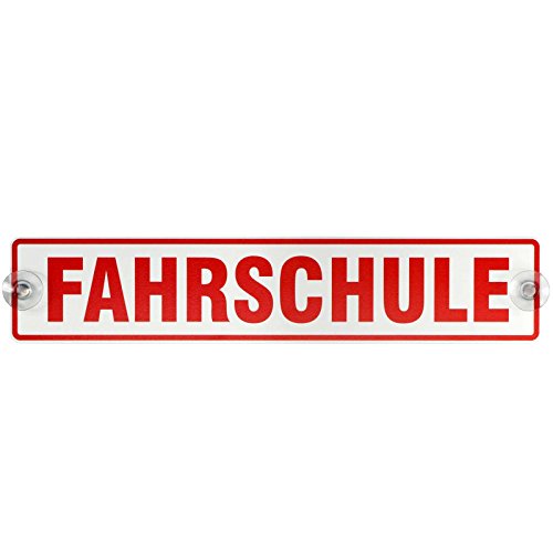 Schild, Autoschild Fahrschule mit Saugnapf, 1,1mm wetterfestes Material 400 x 80 mm groß, von innen oder außen von kaufdeinschild