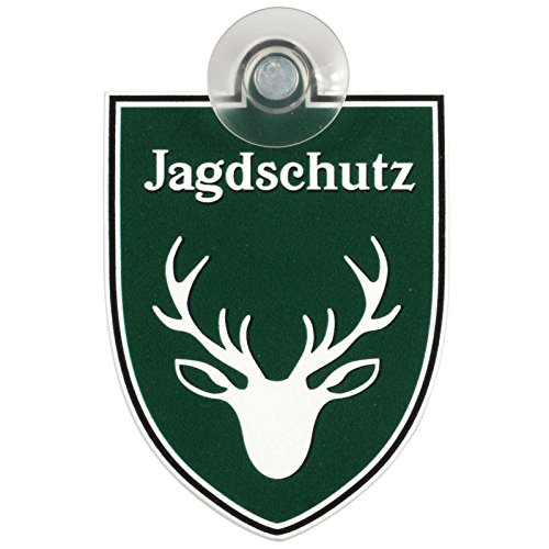 Schild, Autoschild Jagdschutz mit Saugnapf, 1,1mm wetterfestes Material 75 x 100 mm groß, von innen oder außen GREEN von kaufdeinschild