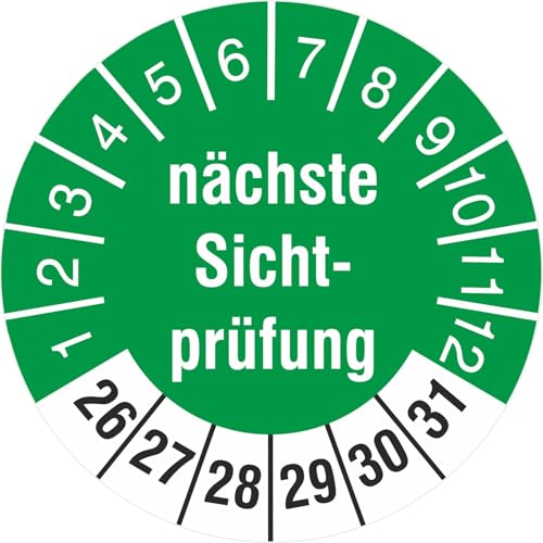 nächste Sichtprüfung Prüfetiketten Prüfplaketten 2026-31 (18mm Durchmesser, 200) von Kaufdeinschild