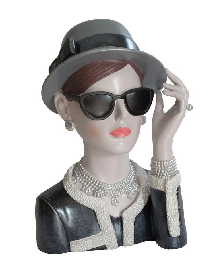 Kaufhaus le petit Dekofigur Deko Büste elegante Frau Dame mit Hut Art Deco Stil Figur Skulptur, Lady Retro Dekoskulptur Dekoobjekt aus Polyresin (Kunststein) von Kaufhaus le petit