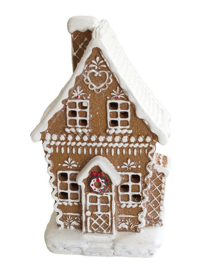 Kaufhaus le petit Dekofigur Deko Haus Lebkuchenhaus Lichthaus Leuchthaus Weihnachtshaus Kirche, Weihnachtsfigur Winterhaus aus Polyresin (Kunststein) von Kaufhaus le petit