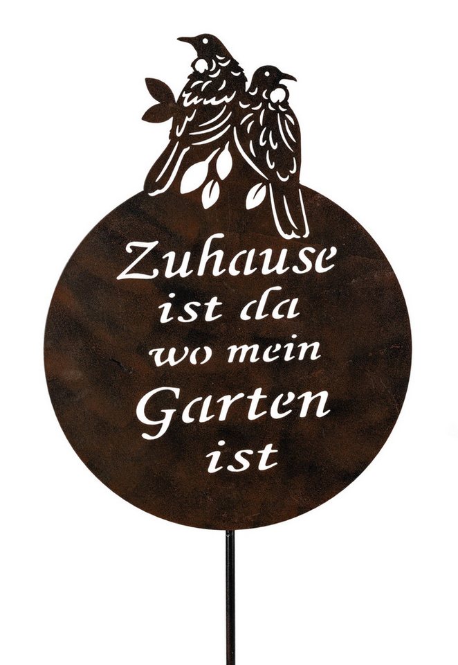 Kaufhaus le petit Dekoobjekt Gartenstecker Vögel auf Kugel Metall Beet Stecker Vogel Figur Skulptur, Dekofigur, Dekoobjekt, Gartenstecker, aus Metall von Kaufhaus le petit