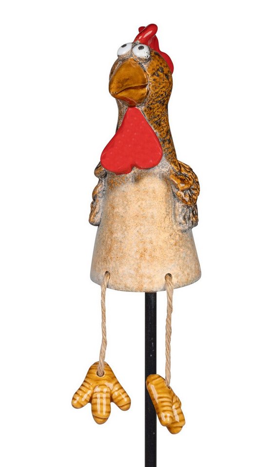 Kaufhaus le petit Gartenstecker Gartenstecker Huhn Deko Beet Stecker Figur Skulptur Kantenhocker Dekofigur Hahn Dekoskulptur Dekoobjekt Tierfigur aus Keramik von Kaufhaus le petit