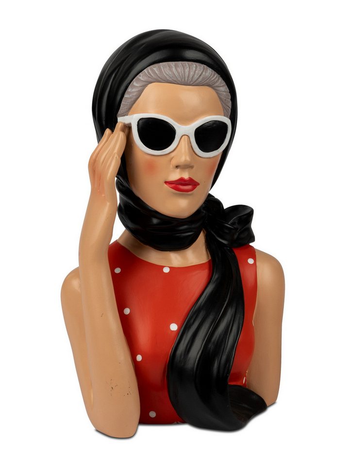 Kaufhaus le petit Skulptur Deko Büste elegante Frau Dame Schal Retro Art Deco Stil Figur Skulptur, Dekofigur Dekoskulptur Dekoobjekt aus Polyresin (Kunststein) von Kaufhaus le petit