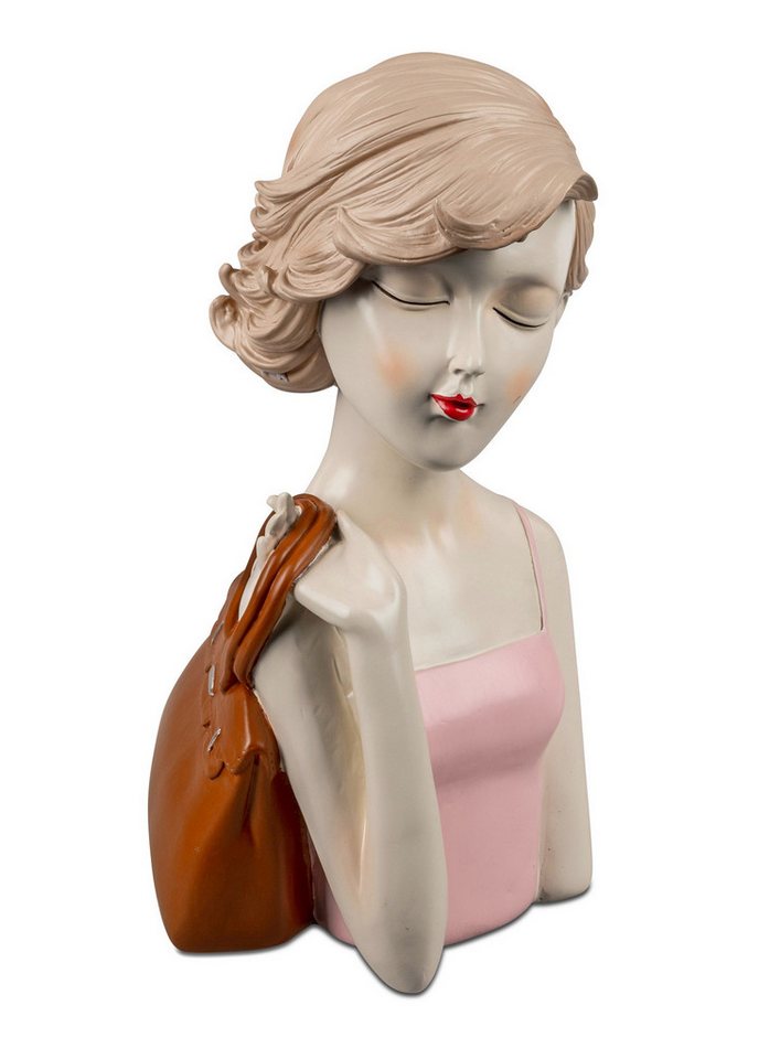 Kaufhaus le petit Skulptur Deko Büste elegante Frau Dame mit Tasche Art Deco Stil Figur Skulptur, Dekofigur, Dekoskulptur, Dekoobjekt Büste aus Polyresin (Kunststein) von Kaufhaus le petit