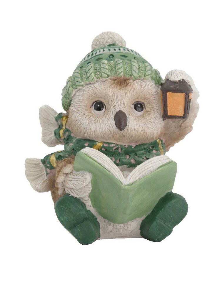 Kaufhaus le petit Tierfigur Deko Eule Buch Laterne Uhu Figur Skulptur Schneeeule Schleiereule, Vogel Dekofigur Dekoskulptur Dekoobjekt aus Polyresin (Kunststein) von Kaufhaus le petit