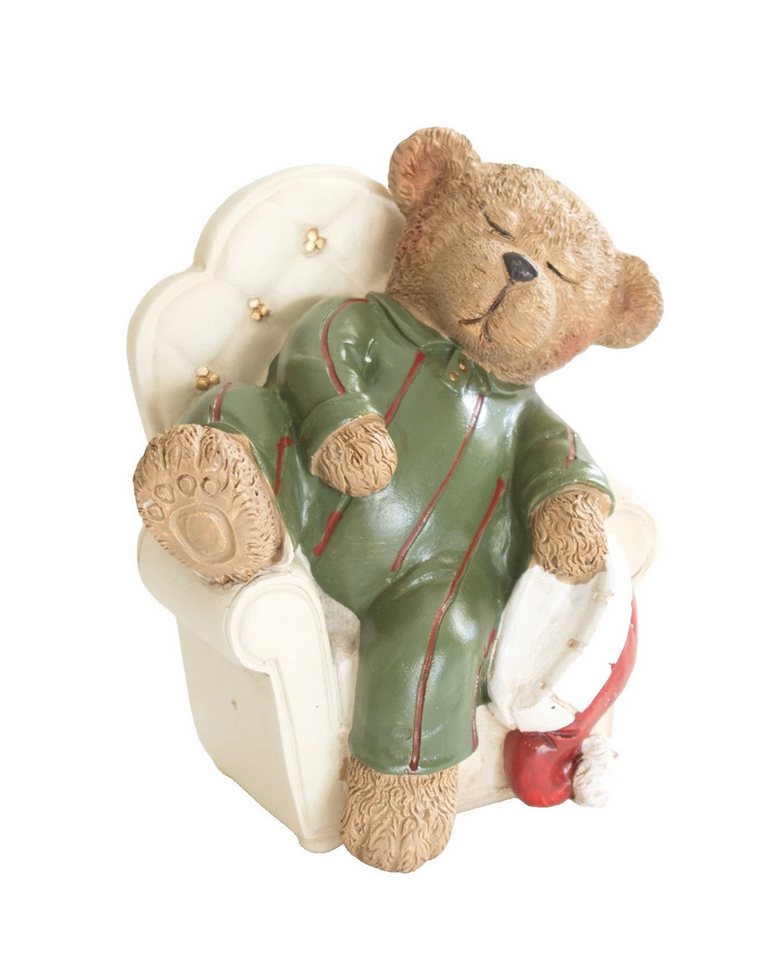 Kaufhaus le petit Tierfigur Deko Teddybär auf Sessel Teddy Bär Nostalgie Figur Skulptur Objekt, Mann Dekofigur Dekoskulptur Dekoobjekt aus Polyresin (Kunststein) von Kaufhaus le petit