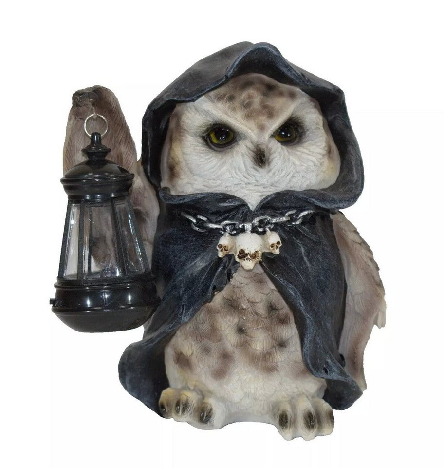 Kaufhaus le petit Tierfigur Gothic Deko Figur Eule Vogel Laterne Reaper Skulptur Objekt Totenkopf, Dekofigur, Dekoskulptur, Dekoobjekt aus Polyresin (Kunststein) von Kaufhaus le petit