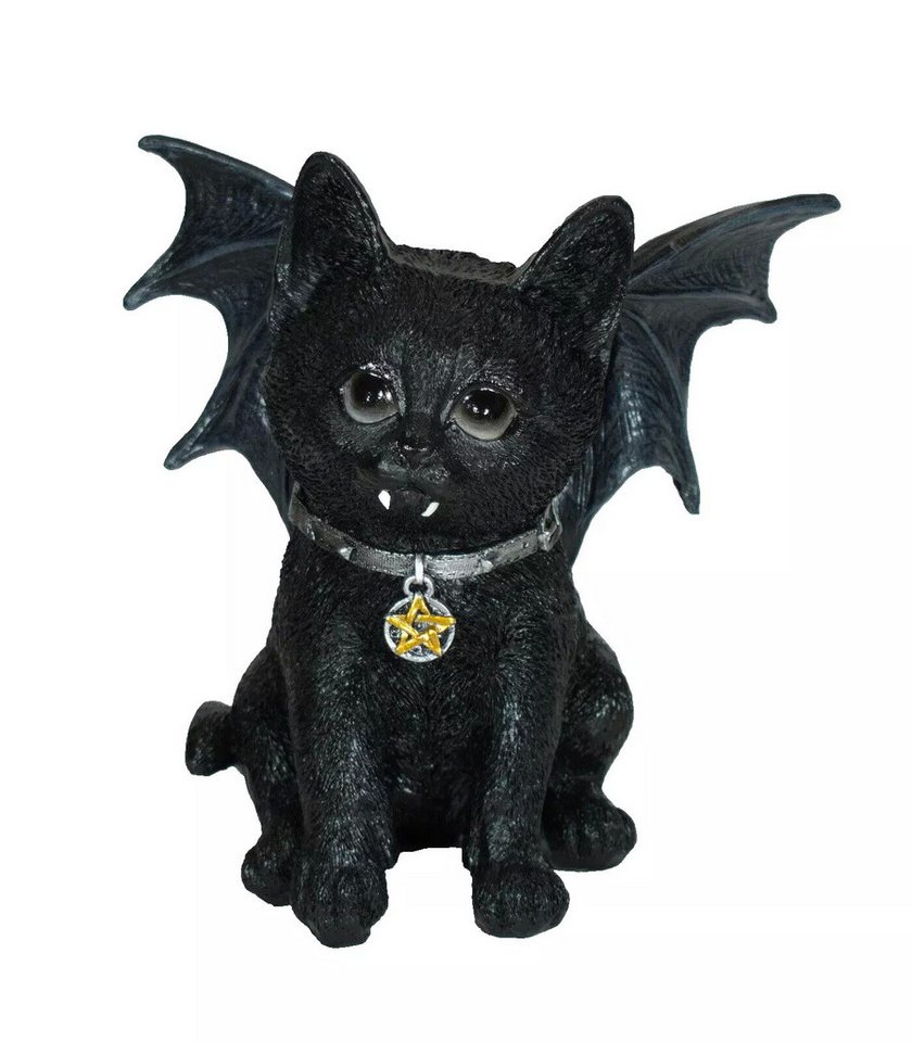 Kaufhaus le petit Tierfigur Gothic Deko Figur Katze Vampir Dracula Skulptur Objekt Totenkopf, Dekofigur, Dekoskulptur, Dekoobjekt aus Polyresin (Kunststein) von Kaufhaus le petit