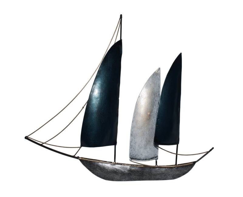 Kaufhaus le petit Wanddekoobjekt Wanddeko Schiff Metall Segelboot Boot Maritim Segelschiff Skulptur, Handgefertigte Wanddeko aus Metall von Kaufhaus le petit