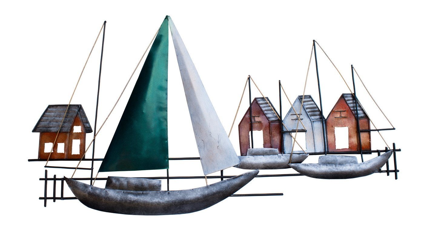 Kaufhaus le petit Wanddekoobjekt Wanddeko Schiff mit Häuser Metall Segelboot Boot Segelschiff Skulptur, Handgefertigte Wanddeko aus Metall Kaufhaus le petit Wanddekoobjekt Wanddeko Schiff mit Häuser Metall Segelboot Boot Segelschiff Skulptur, Handgefertigte Wanddeko aus Metall von Kaufhaus le petit
