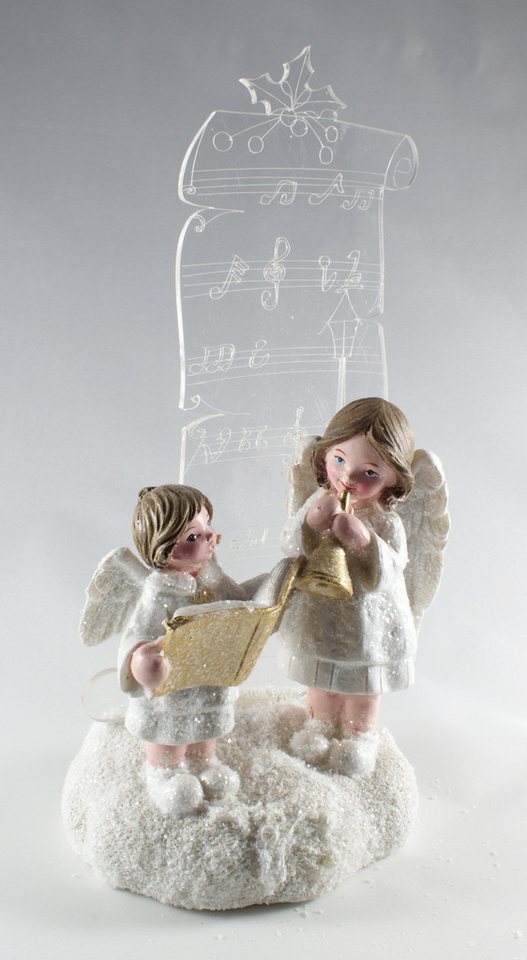 Kaufhaus le petit Weihnachtsfigur Deko Engel Paar Acryl Notenblatt LED Schutzengel Skulptur Figur Objekt, Dekofigur, Dekoskulptur, Dekoobjekt aus Polyresin (Kunststein) + Acryl von Kaufhaus le petit