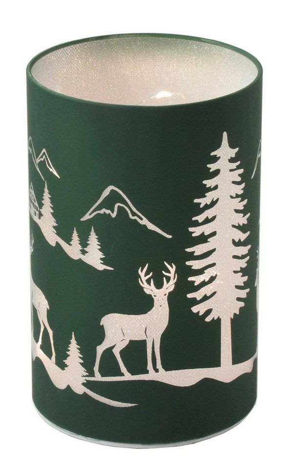Kaufhaus le petit Windlicht Windlicht Deko Glas Leuchter Zylinder Hirsch Rentier Tanne Lichtsäule, Teelichthalter aus Glas von Kaufhaus le petit