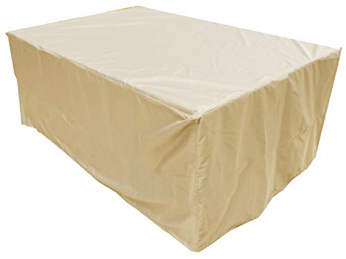 Kaufpirat Premium Abdeckplane 80x80x70 cm Essbank Sitzbank Holzbank Gartenmöbel Gartentisch Hülle Abdeckung Haube Schutzhülle Abdeckhaube 900 D, 500 g/m², 6.000 mm Wasserbeständigkeit Beige von Kaufpirat