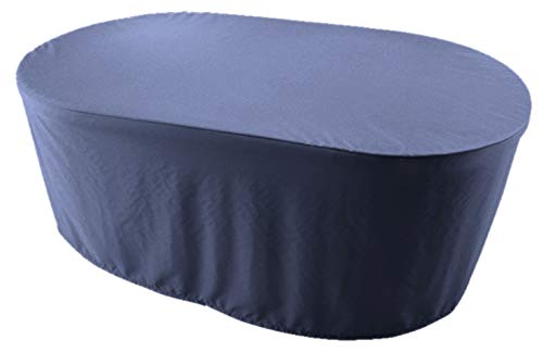 Kaufpirat Premium Abdeckplane Oval 230x120x70 cmHolzbank Gartenmöbel Gartentisch Hülle Abdeckung Haube Schutzhülle Abdeckhaube 900 D, 500 g/m², 6.000 mm Wasserbeständigkeit Anthrazit von Kaufpirat