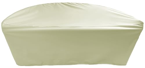 Kaufpirat Premium Abdeckplane Sonneninsel Halbrund Ø B 195 x T 95 x H 75 cm Gartenmöbel Gartentisch Hülle Abdeckung Haube Schutzhülle Abdeckhaube 900 D, 500 g/m², 6.000 mm Wasserbeständigkeit Beige von Kaufpirat