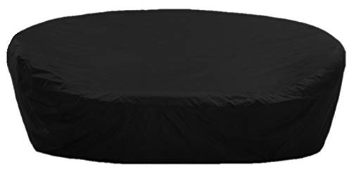 Premium Abdeckplane Sonneninsel Rund Ø 170 x HV 40 x HH 85 cm Holzbank Gartenmöbel Gartentisch Hülle Abdeckung Haube Schutzhülle Abdeckhaube 900 D, 500 g/m², 6.000 mm Wasserbeständigkeit Schwarz von Kaufpirat