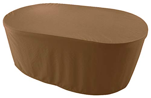 Premium Abdeckplane Oval 140x90x70 cmHolzbank Gartenmöbel Gartentisch Hülle Abdeckung Haube Schutzhülle Abdeckhaube 900 D, 500 g/m², 6.000 mm Wasserbeständigkeit Kaffe Latte von Kaufpirat