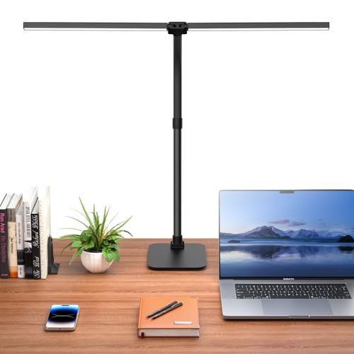 Kaulsoue Doppelkopf Schreibtischlampe LED dimmbar, Schreibtischlampen mit Fuß, 24W 80cm Tageslichtlampe, Augenpflege 5 Farbtemperaturen 5 Helligkeit, für Arbeit,Haus,Büro,Schlafsaal, Studie,Lesen Kaulsoue Doppelkopf Schreibtischlampe LED dimmbar, Schreibtischlampen mit Fuß, 24W 80cm Tageslichtlampe, Augenpflege 5 Farbtemperaturen 5 Helligkeit, für Arbeit,Haus,Büro,Schlafsaal, Studie,Lesen von Kaulsoue